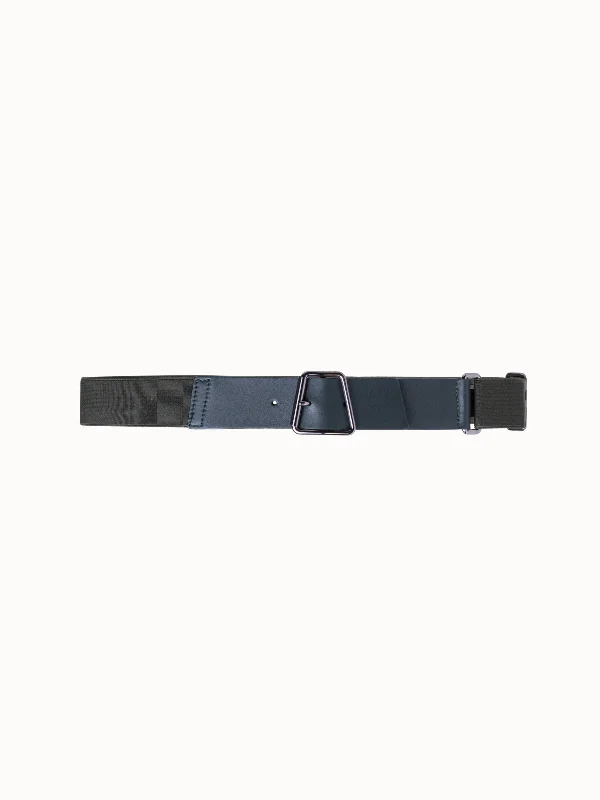 Leather and Elastic Belt with Trapezoid Buckle