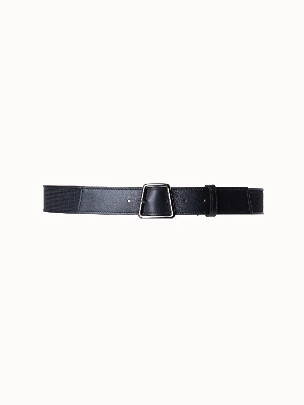 Leather and Horsehair Belt with Trapezoid Buckle