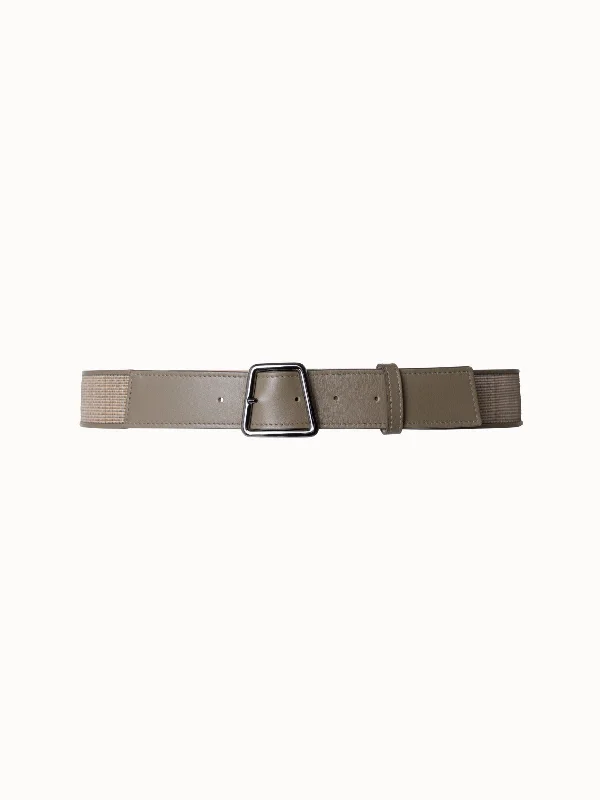 Leather and Horsehair Belt with Trapezoid Buckle