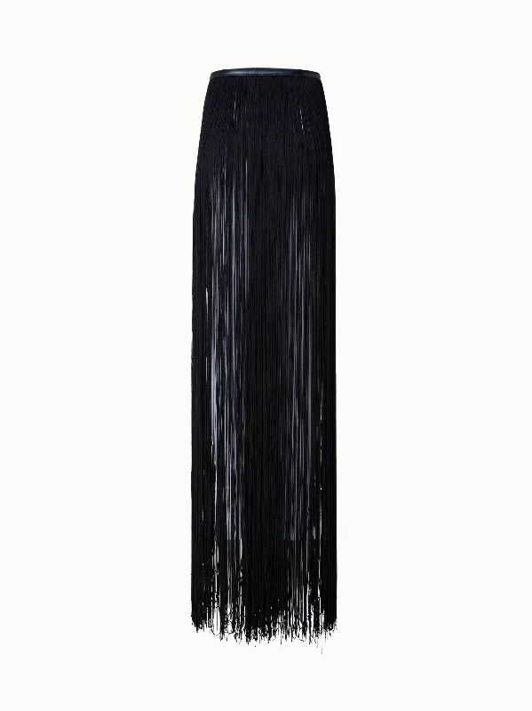 Leather Belt with Long Fringes