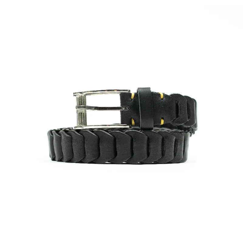 Linked boho belt in black vacchetta (restock)