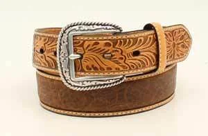 MF Western Ariat Croc Floral Tan Belt Style A1022008