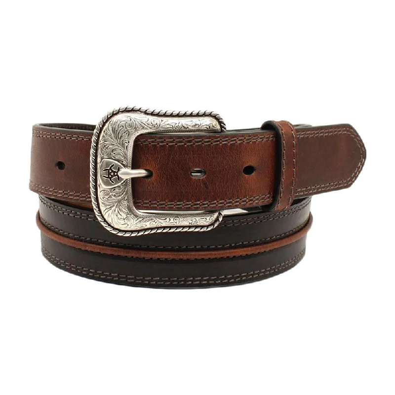 MF Western Ariat Dark Brown Leather Belt Style A10356107