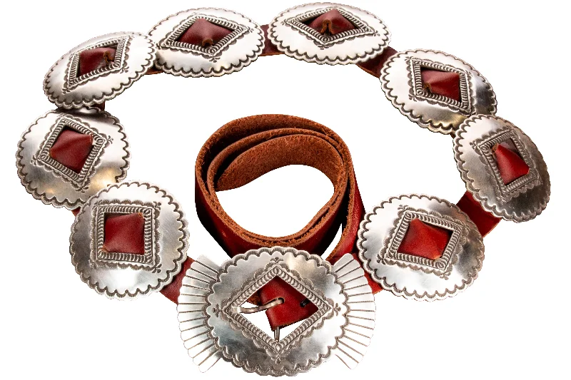 Sterling Silver & Leather Concho Belt | Matthew Charley