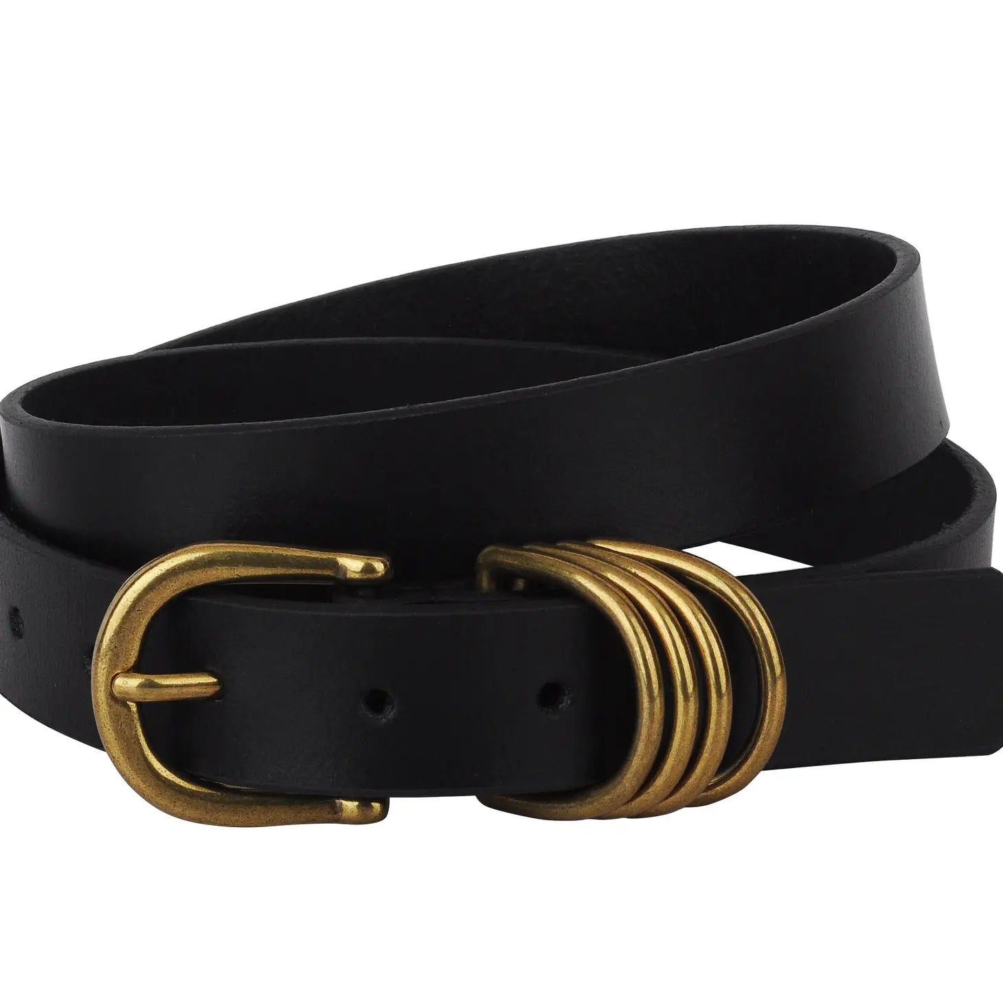 Multi D-Ring Genuine Leather Belt