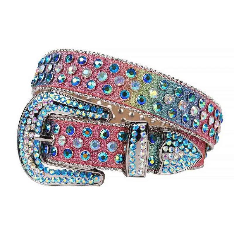 Multi Strap With Multi & Blue Studded Rhinestone Belt