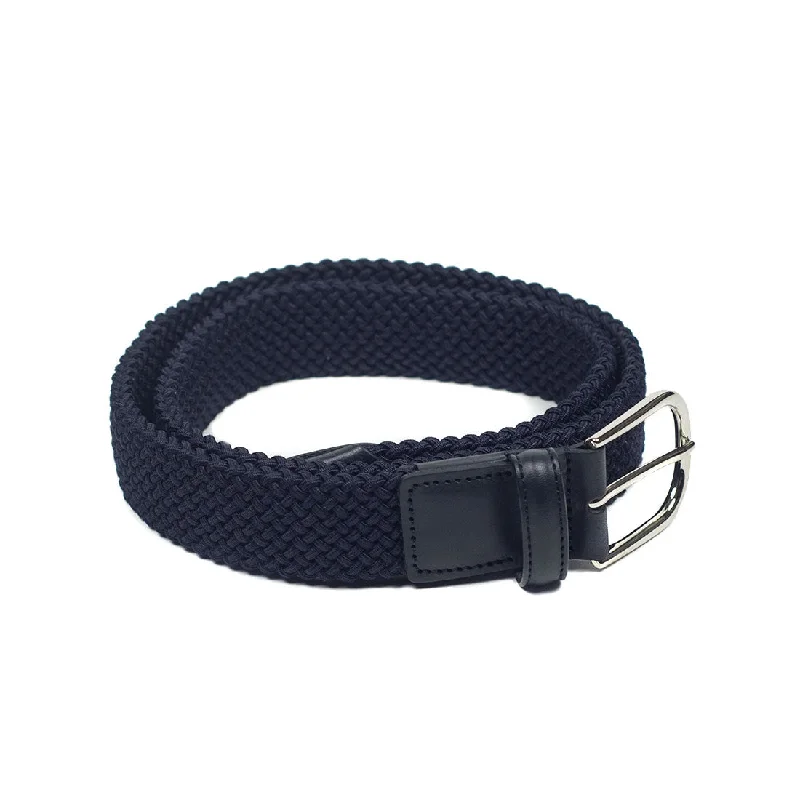 Navy Intreccio "tubo" tubular elastic woven belt