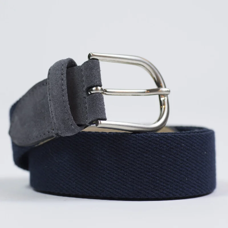 Navy Olona canvas and grey suede belt