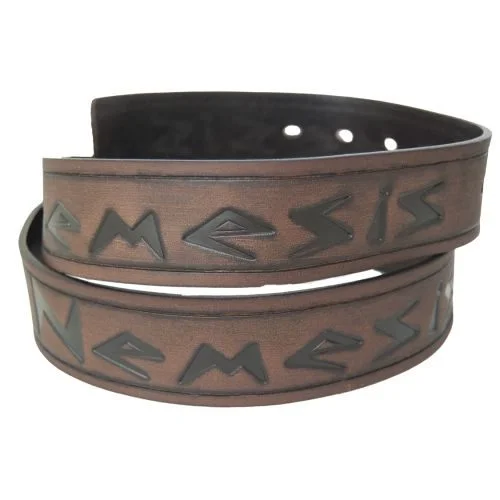 Nemesis Logo Distressed Brown Leather Belt