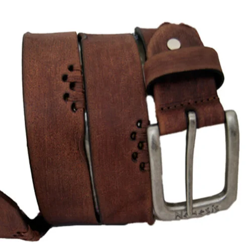 Distressed Brown Leather Belt