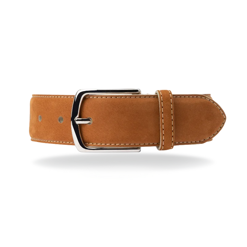 Nubuck Belt - Tan Nubuck/Bone White Stitch