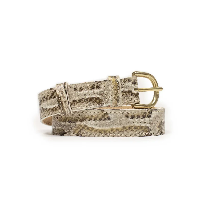 One-inch belt in dune python stamped calf