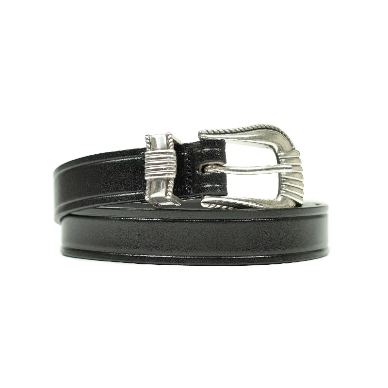 One-inch extended Western belt in black leather (restock)