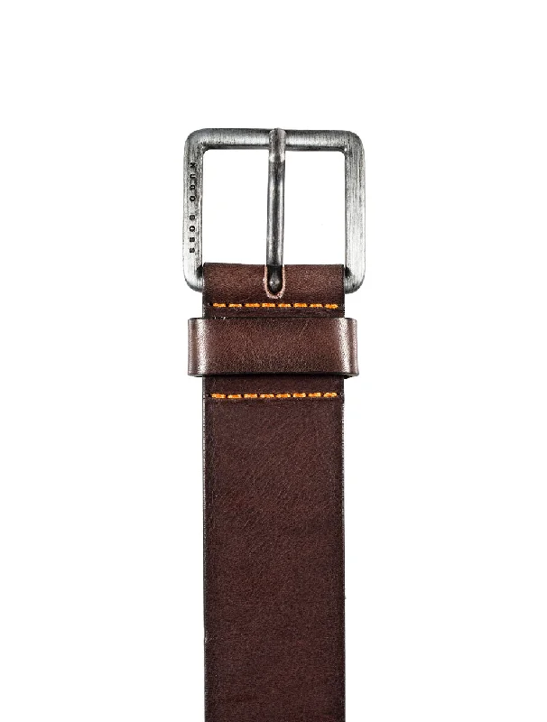 Orange Stitch Belt Brown