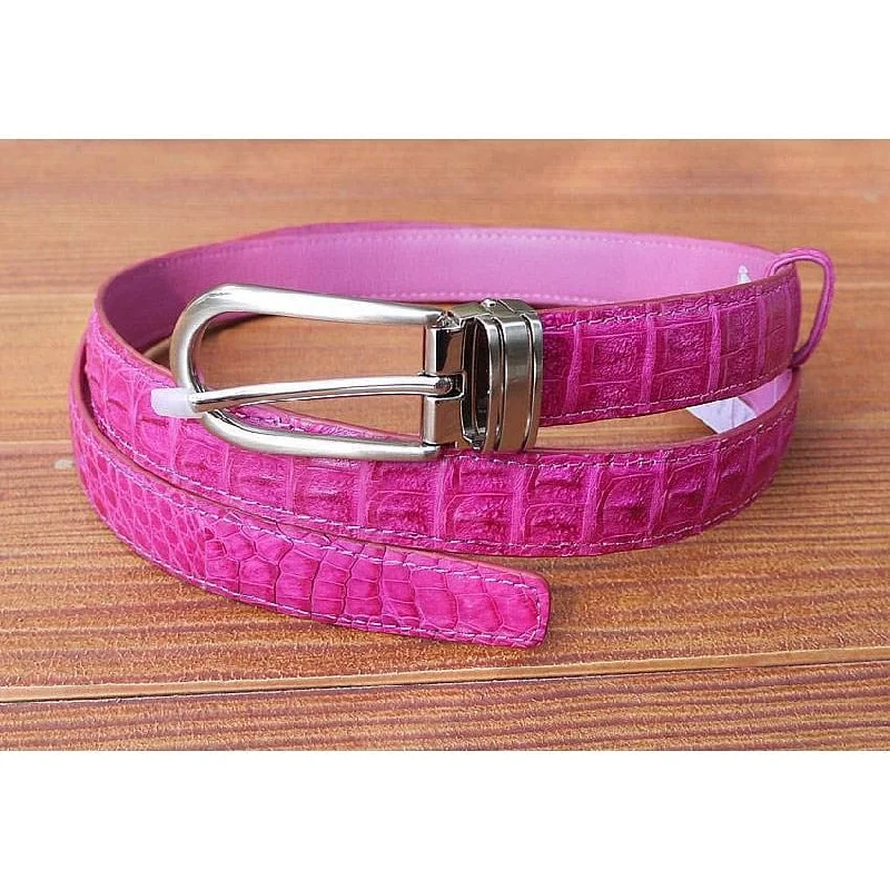 Pink Crocodile Leather Womens Belt