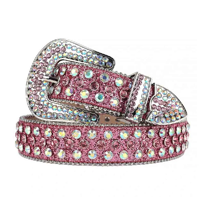 Pink Strap With Pink & Multi Color Studded Rhinestone Belt