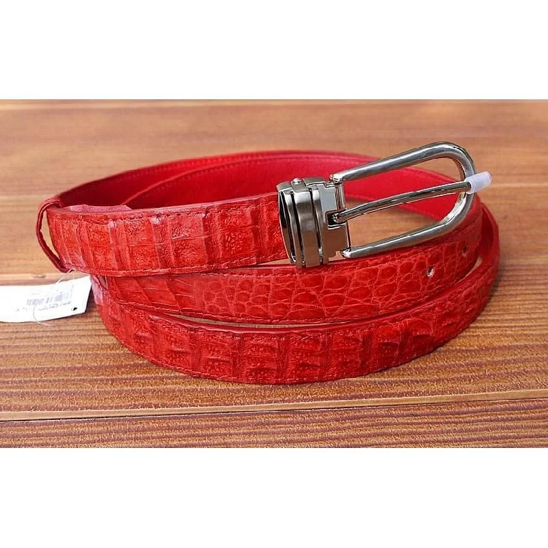 Red Crocodile Leather Womens Belt