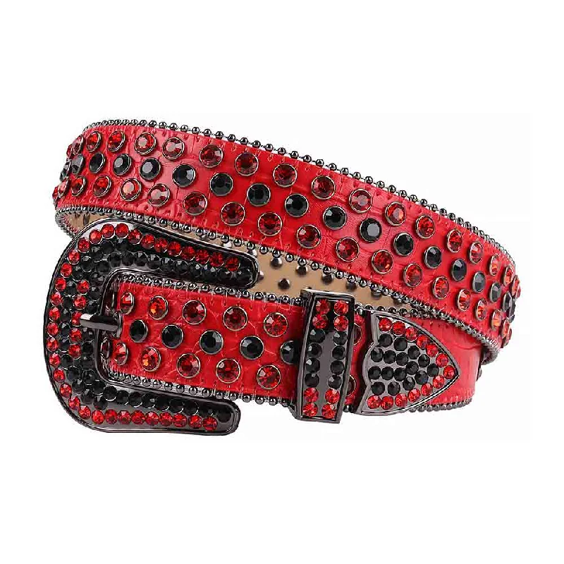 Rhinestone Red belt and Black & Red Crystal Diamonds with Black Buckle Studded with Black & Red Crystal Diamonds Rhinestones