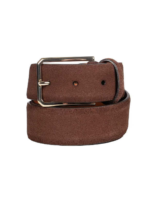 SANTONI Suede Belt Dark Brown