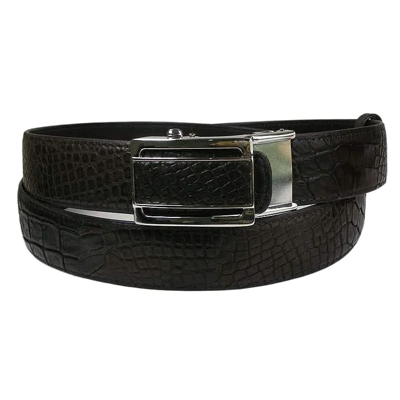 Shiny Dark Brown Belly Crocodile Belt