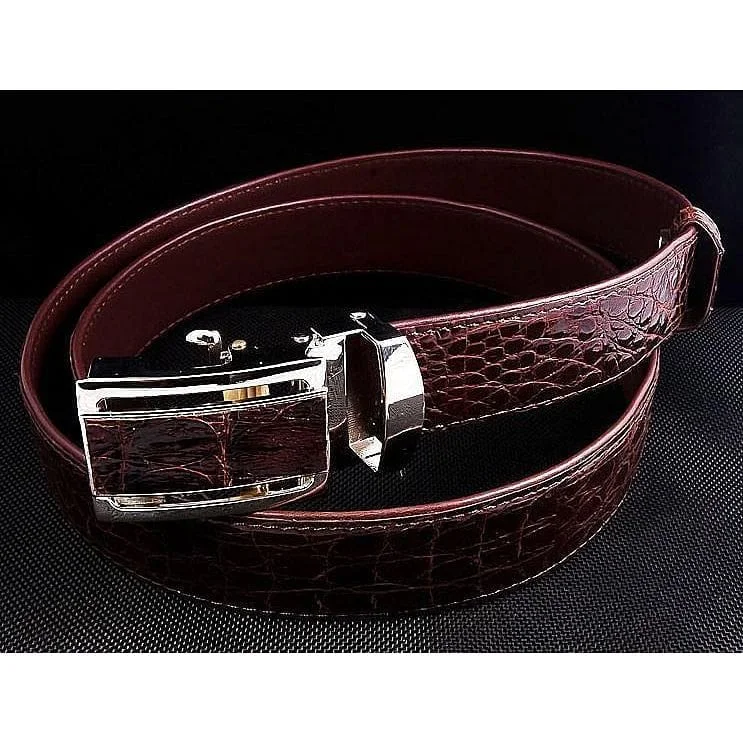 Shiny Dark Brown Stomach Crocodile Belt