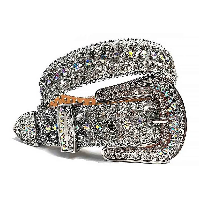 Silver Strap With Multi Color & Diamond Crystals Studded Rhinestone Belt