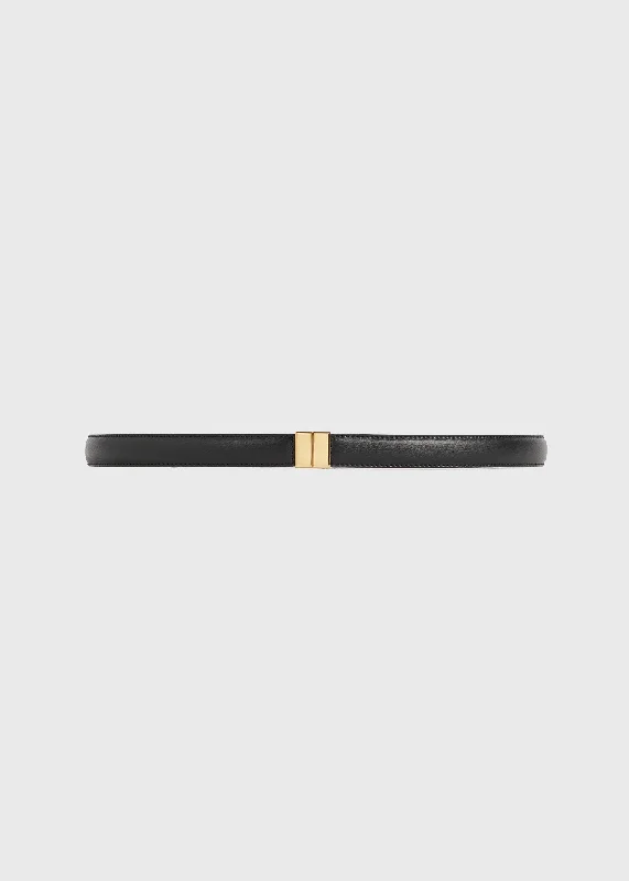 Slide clasp leather belt black