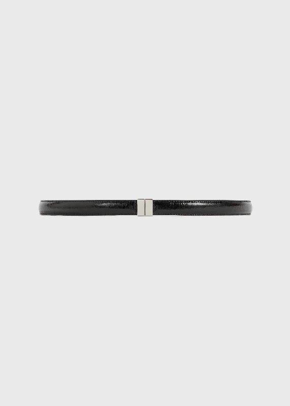 Slide clasp naplack-leather belt black