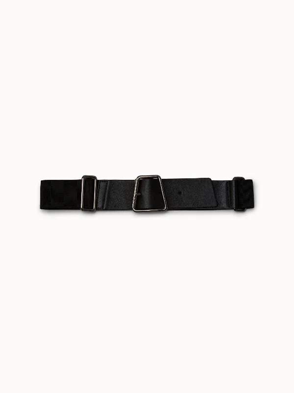 Leather and Elastic Belt with Trapezoid Buckle