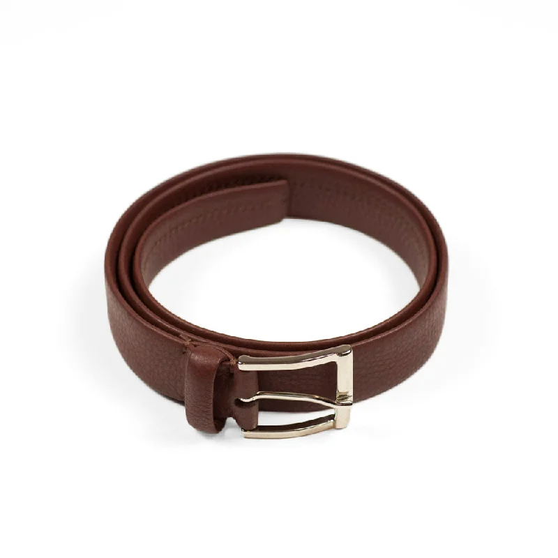 Terra cotta brown soft calf "tubo" tubular dress belt