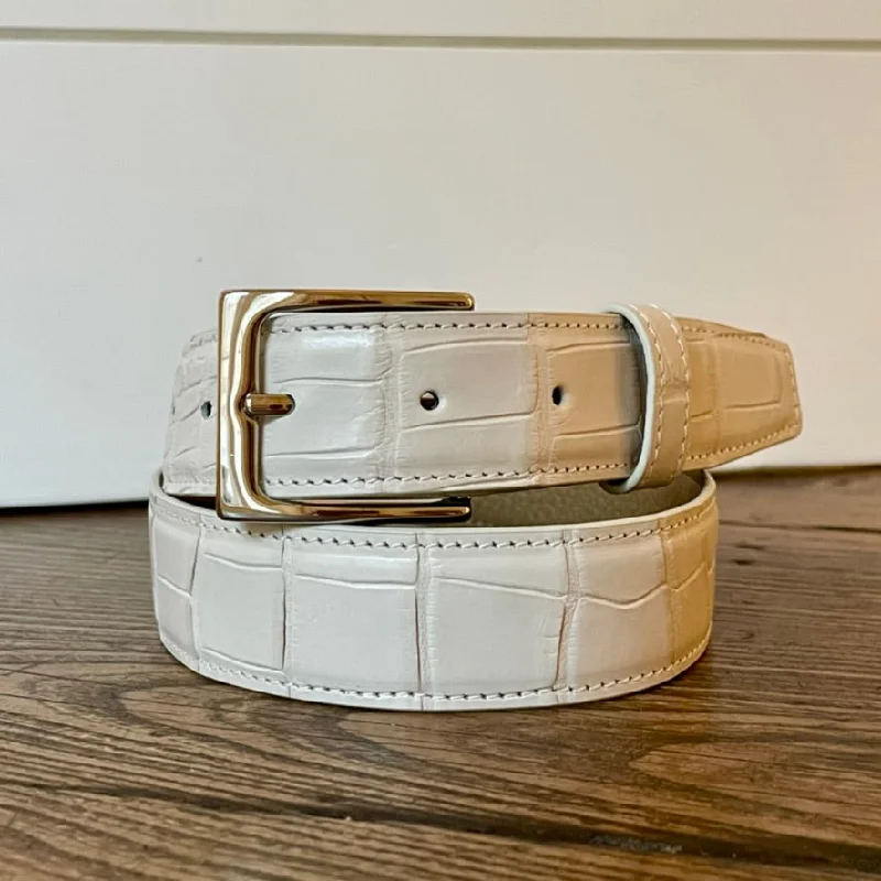 Full Skin Belt, Bone Matte Alligator