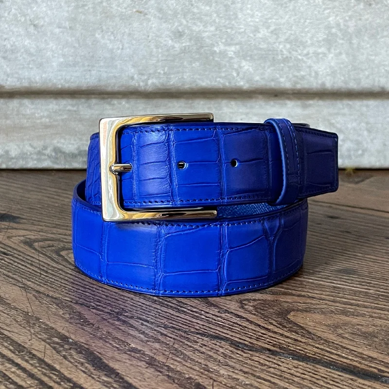 Full Skin Belt, Cobalt Matte Alligator