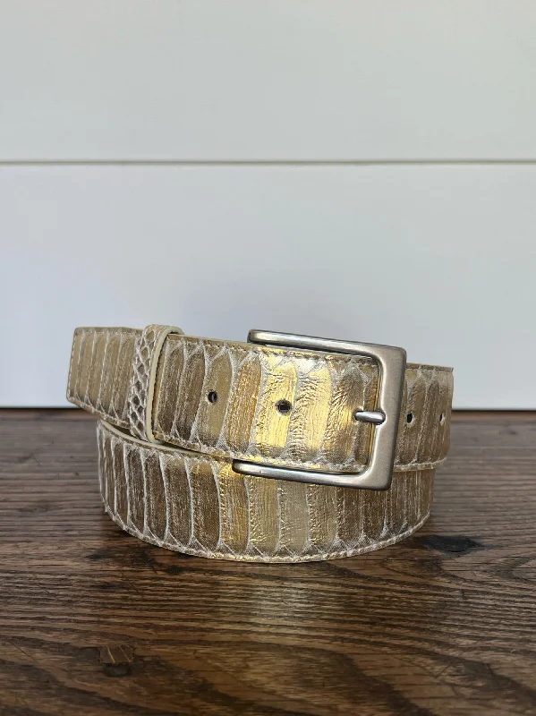 Full Skin Belt, Metallic Gold Python