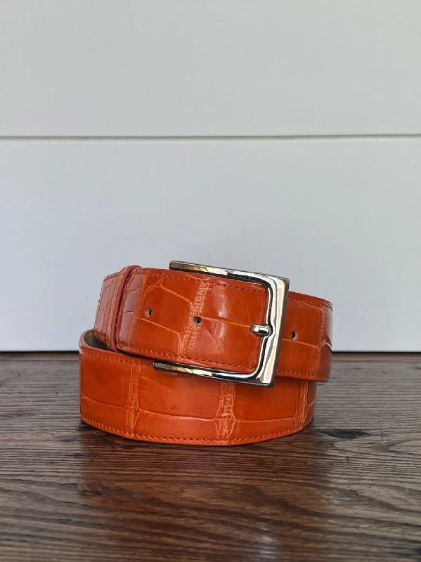 Full Skin Belt, Orange Glazed Alligator