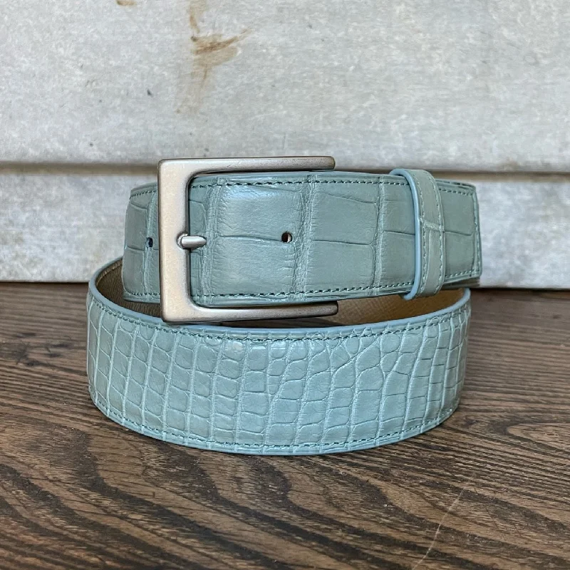 Full Skin Belt, Sky Powder Matte Alligator