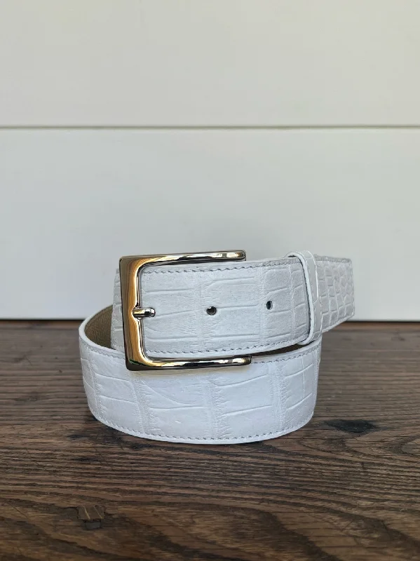 Full Skin Belt, White Matte Alligator