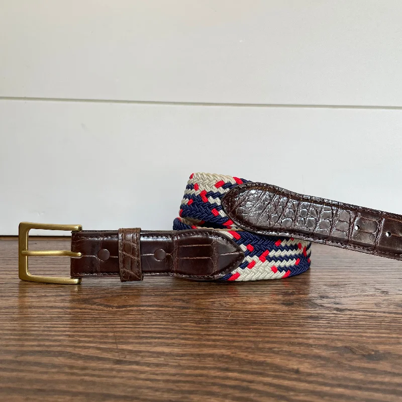 The Stretch Belt, Red, Tan & Navy