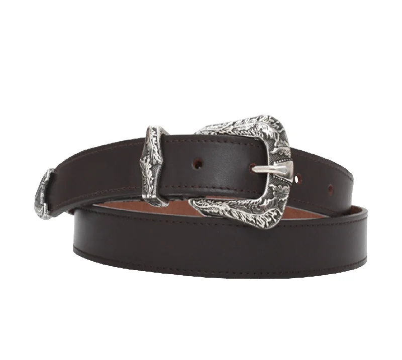 25mm Three Piece Buckle Brown Leather Belt