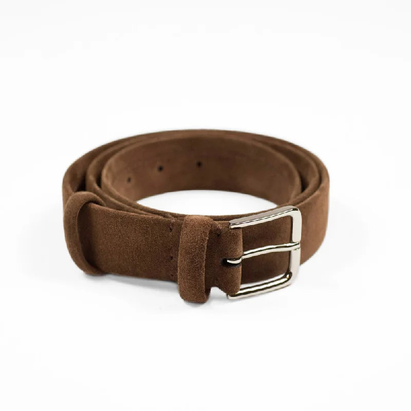 Tobacco brown suede "tubo" tubular dress belt