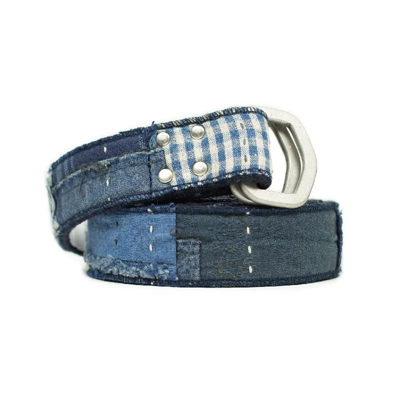 D-ring belt in navy upcycled vintage boro