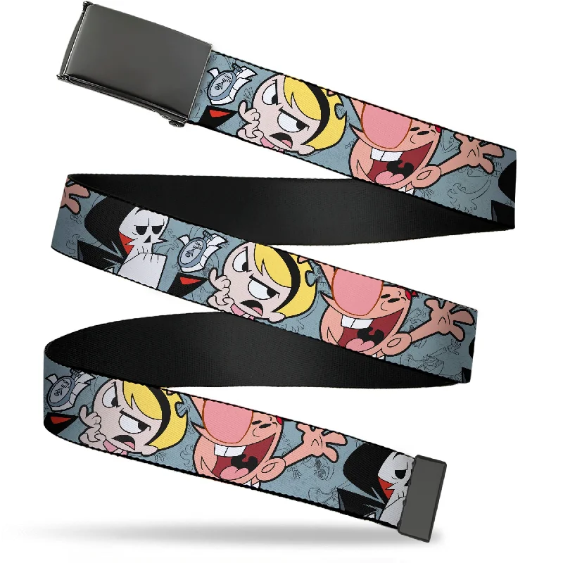 Web Belt Blank Black Buckle - The Grim Adventures of Billy & Mandy Group Pose Gray Webbing