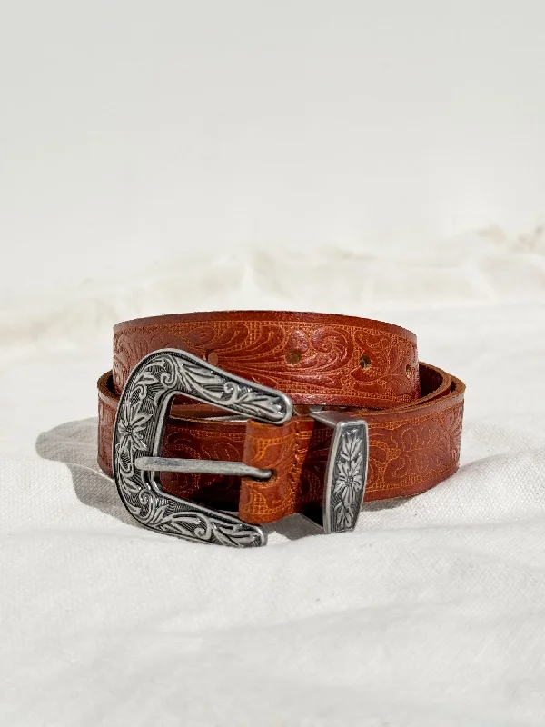 Western Vintage Buckle Belt in Tan