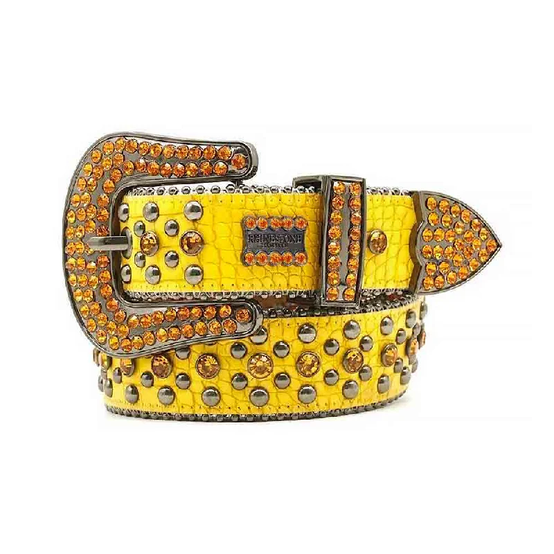 Yellow Belt With Yellow Bling Crystal Rhinestones